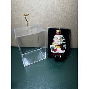 Vintage Glass Collectible Christmas Ornament Santa 3.5" Hand Painted